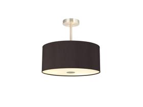 DK0527  Baymont 40cm Semi Flush Flush 5 Light Satin Nickel, Midnight Black/Green Olive, Frosted Diffuser